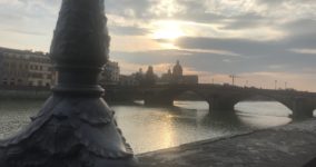 Ponte Santa Trinita (St. Trinity Bridge) over the Arno River in Florence, Italy - 2018